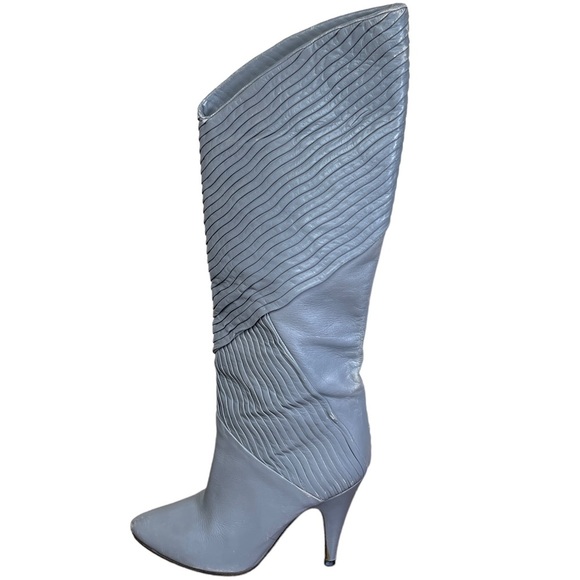 Biondini Vintage Gray Leather Heeled Size 5 Boot - Picture 3 of 12